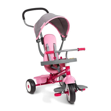 Radio Flyer 4-in-1 Stroll 'N Trike Convertible Tricycle with Activity Tray & Storage Bin. Gray/Pink or Red/Gray